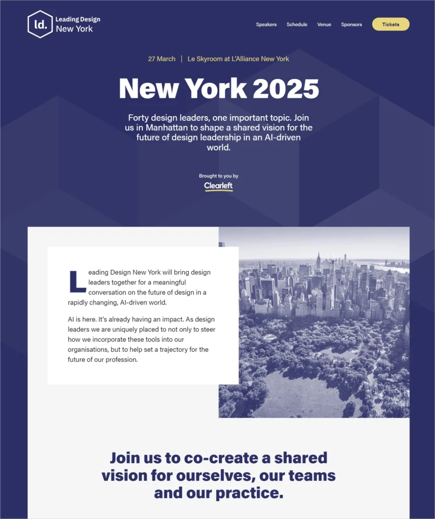 Leading Design New York 2025 - 디자인 리더십의 미래 3월 IT 컨퍼런스
