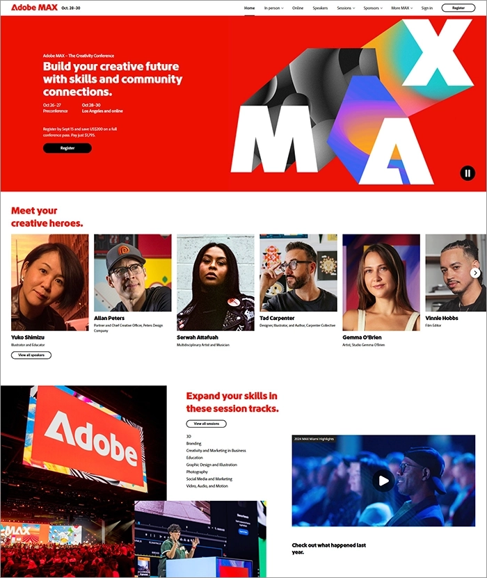 Adobe MAX 2025 컨퍼런스 일정, 장소, 티켓, 온라인 참여 정보
